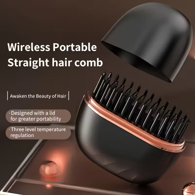 Wireless Mini Hair Straightener – USB Rechargeable, 3-Speed Heat Control | Travel-Friendly Portable Styling Tool