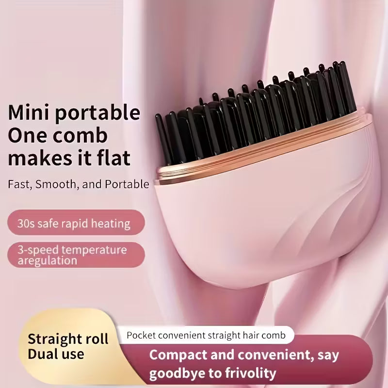 Wireless Mini Hair Straightener – USB Rechargeable, 3-Speed Heat Control | Travel-Friendly Portable Styling Tool
