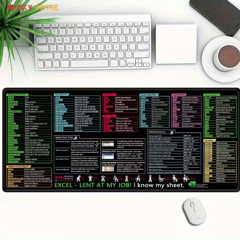 Excel Shortcut Mouse Pad – Boost Productivity Desk Mat
