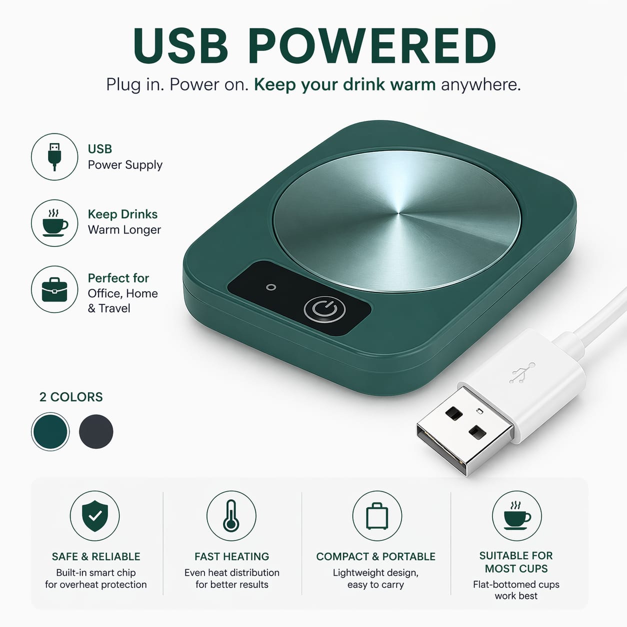 USB Coffee Mug Warmer – Portable Smart Cup Heater for Home & Office