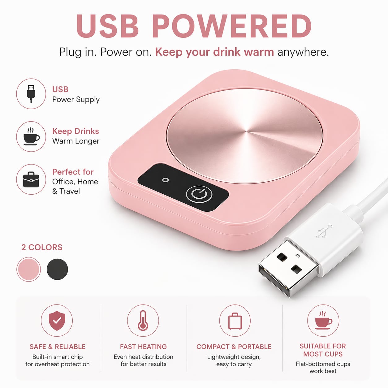 USB Coffee Mug Warmer – Portable Smart Cup Heater for Home & Office