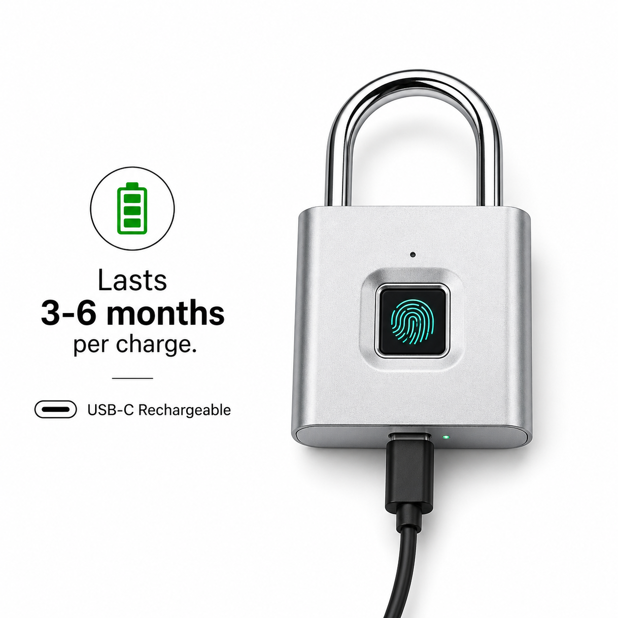 Smart Fingerprint Padlock – Keyless Security, USB Rechargeable, Instant Unlock